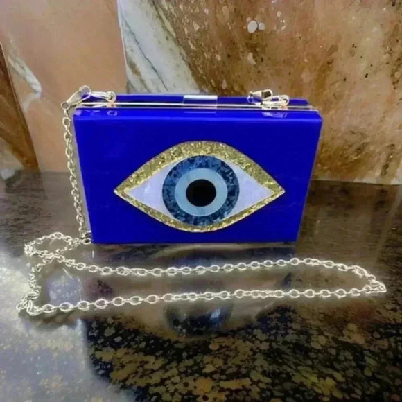 Handbags - Cobalt Blue Evil Eye Clutch